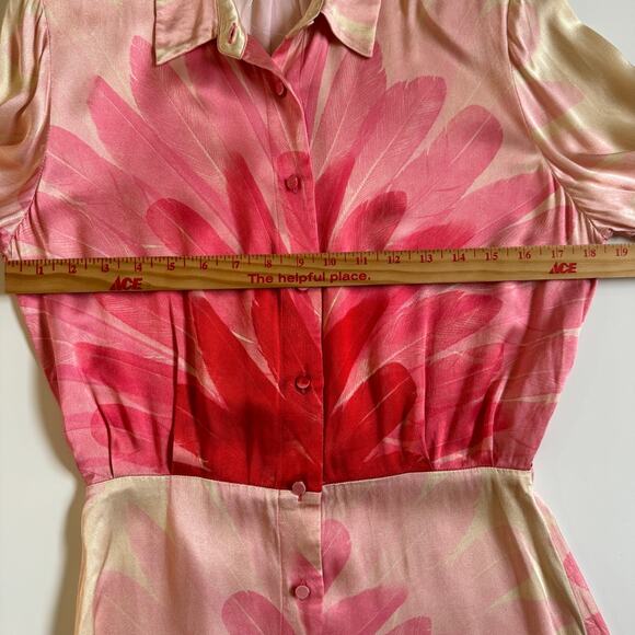 Alexis Vento Dress in Red Feather Revolve Size Medium NWOT Satin Mini Shirtdress - Picture 12 of 14